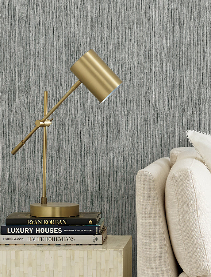 bowman-slate-faux-linen-wallpaper-york-wallcoverings-4144-9156 - York Wallcoverings Wallpaper