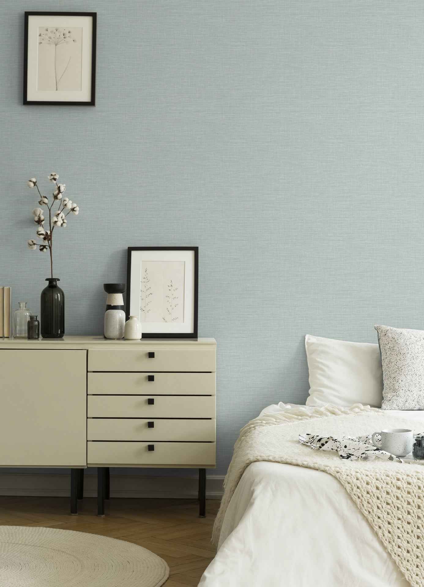 Exhale Light Blue Faux Grasscloth Wallpaper - York Wallcoverings - 4157-25850 - York Wallcoverings Wallpaper
