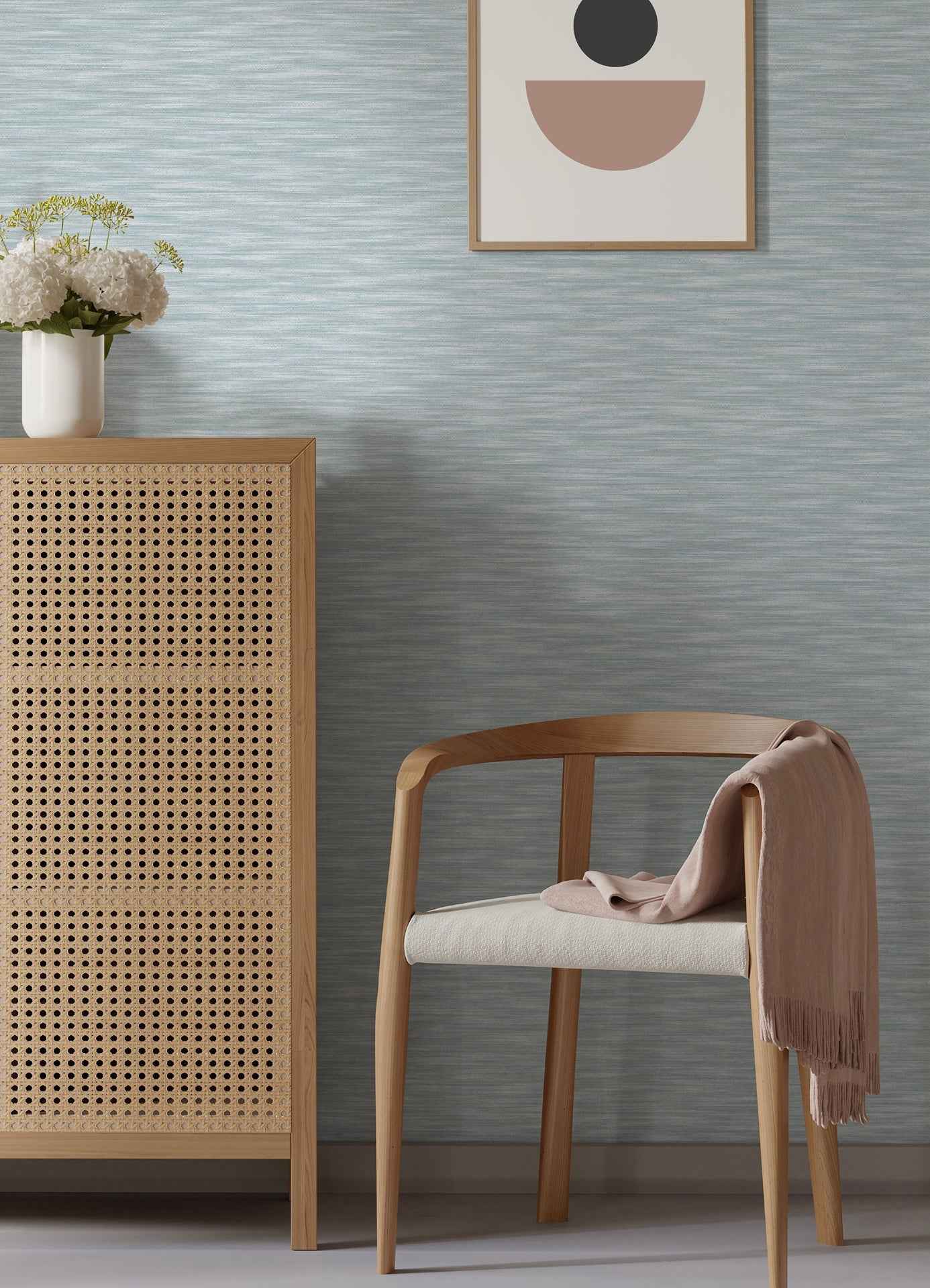 Benson Light Blue Faux Fabric Wallpaper - York Wallcoverings - 4157-26153 - York Wallcoverings Wallpaper