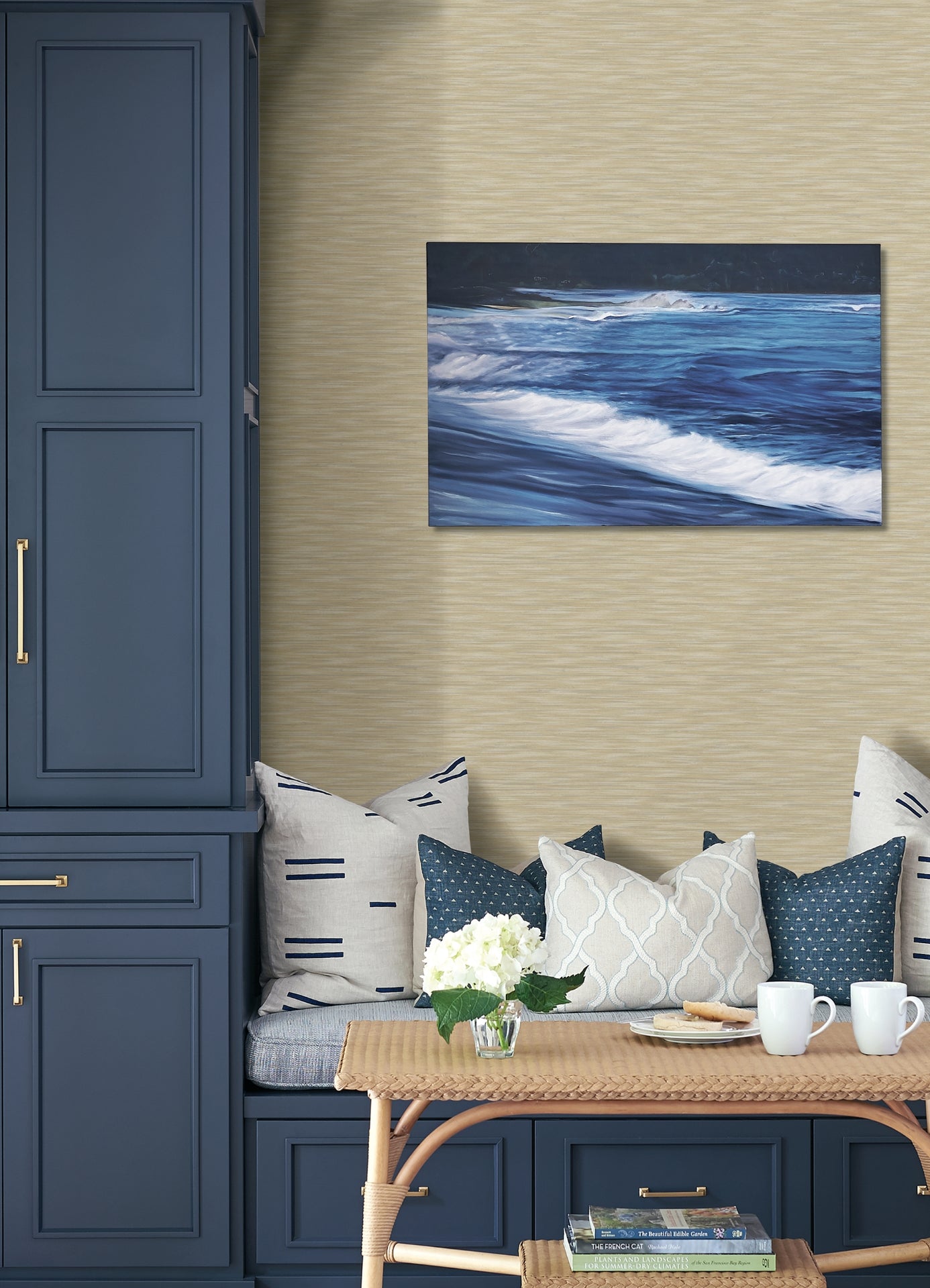 benson-yellow-faux-fabric-wallpaper-york-wallcoverings-4157-26156 - York Wallpaper Wallpaper
