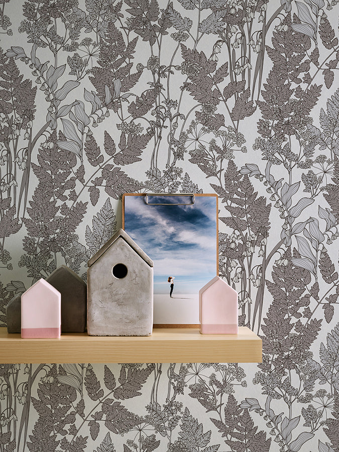 ayla-light-grey-wildflowers-wallpaper-york-wallcoverings-as377521 - York Wallcoverings Wallpaper