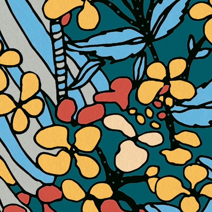 zetta-blue-floral-riot-wallpaper-york-wallcoverings-as377564 - York Wallcoverings Wallpaper