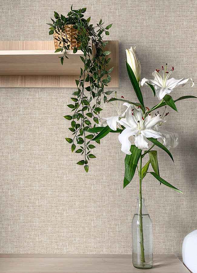 Tan Poplin Peel and Stick Wallpaper - York Wallcoverings - NUS5002 - York Wallcoverings Wallpaper