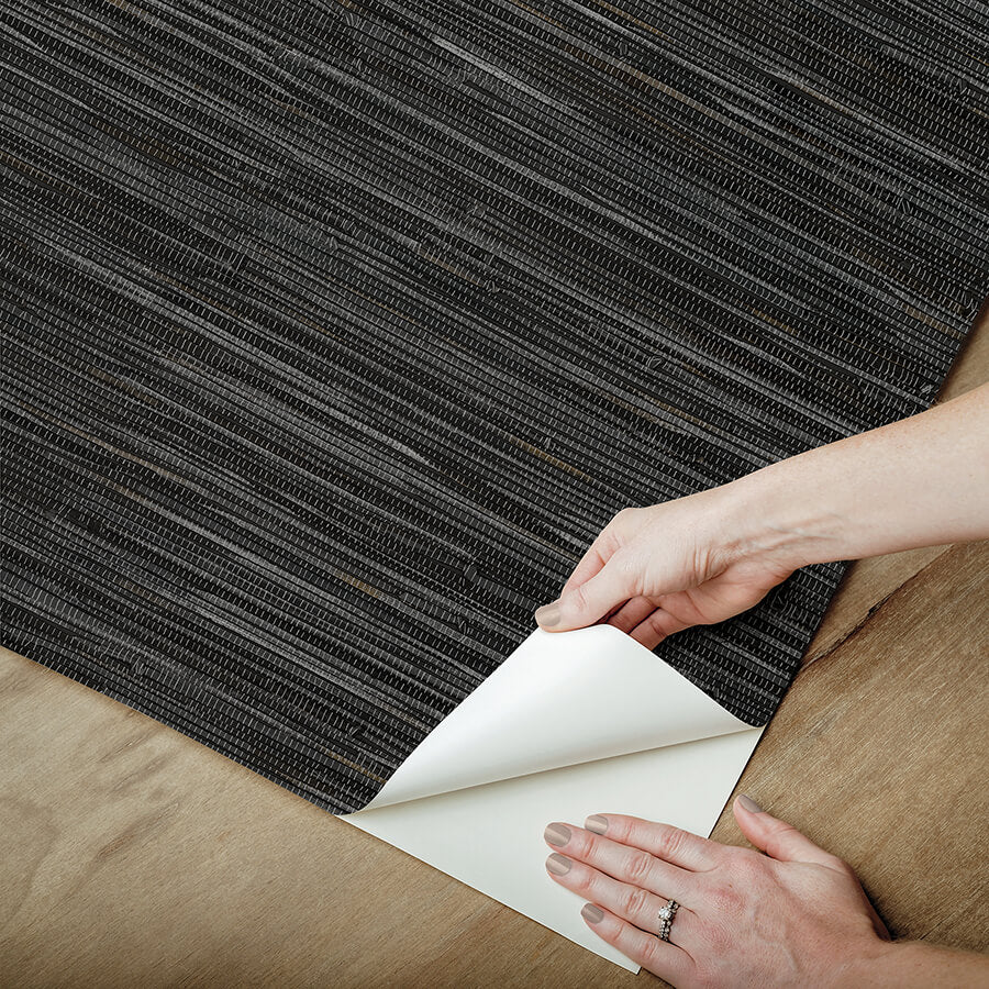 black-grassweave-peel-and-stick-wallpaper-york-wallcoverings-nus4992 - York Wallcoverings Wallpaper