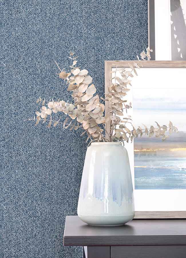 Navy Ashland Peel and Stick Wallpaper - York Wallcoverings - NUS5003 - York Wallcoverings Wallpaper