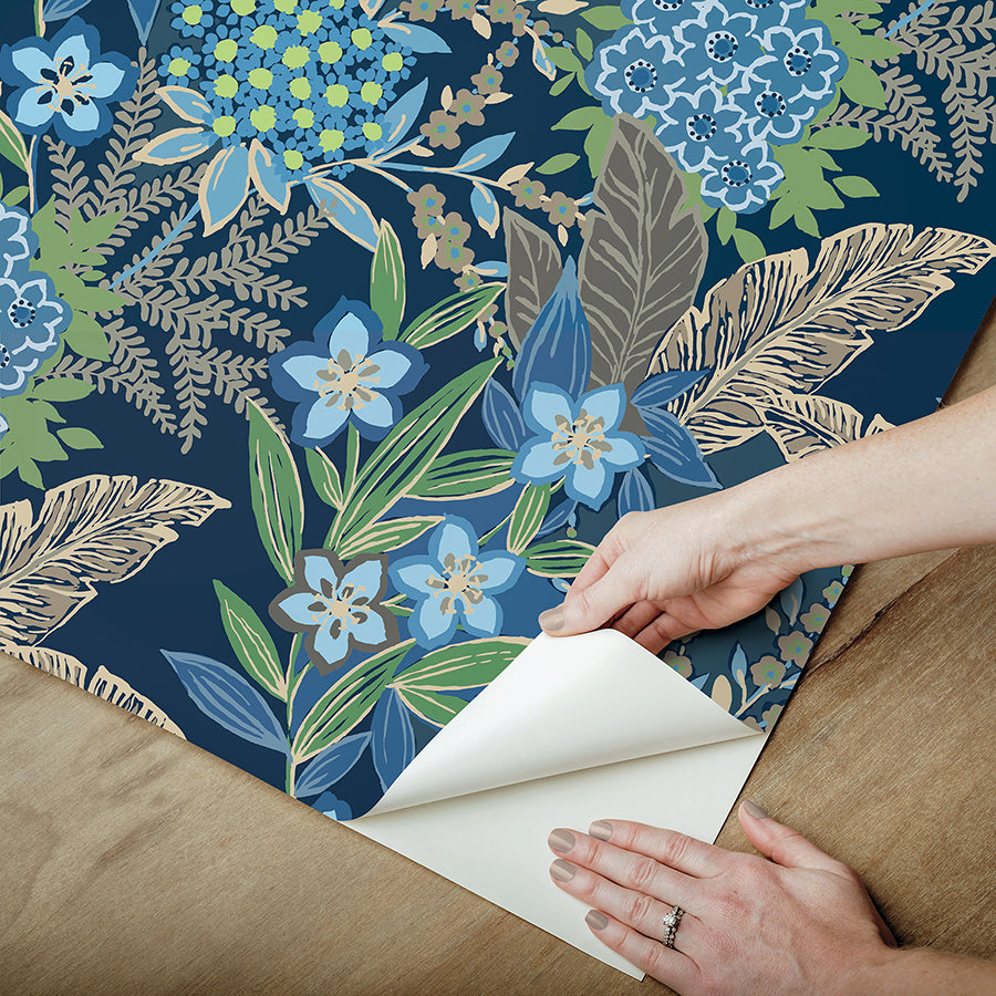 azure-blue-rujardin-peel-and-stick-wallpaper-york-wallcoverings-rps6145 - York Wallcoverings Wallpaper