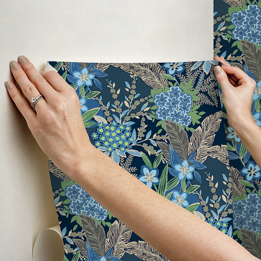 azure-blue-rujardin-peel-and-stick-wallpaper-york-wallcoverings-rps6145 - York Wallcoverings Wallpaper