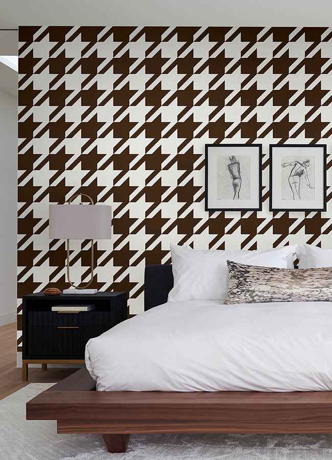 Brown Ruhoundstooth Peel and Stick Wallpaper - York Wallcoverings - RPS6148 - York Wallcoverings Wallpaper