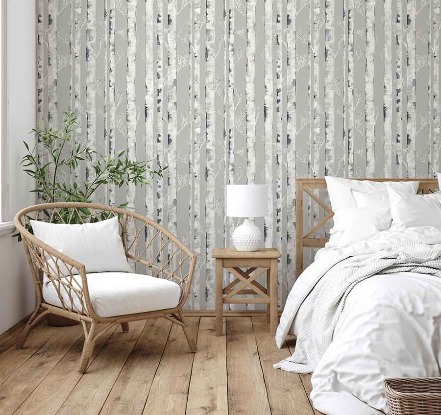 Birchdale Grey Peel & Stick Wallpaper - York Wallcoverings - NH4332 - York Wallcoverings Wallpaper