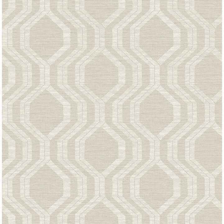 Burton Neutral Modern Ogee Wallpaper - York Wallcoverings - 4141-27100