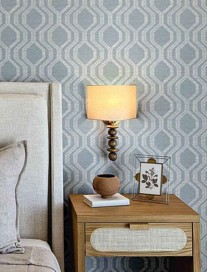 burton-pewter-modern-ogee-wallpaper-york-wallcoverings-4141-27101 - York Wallcoverings Wallpaper