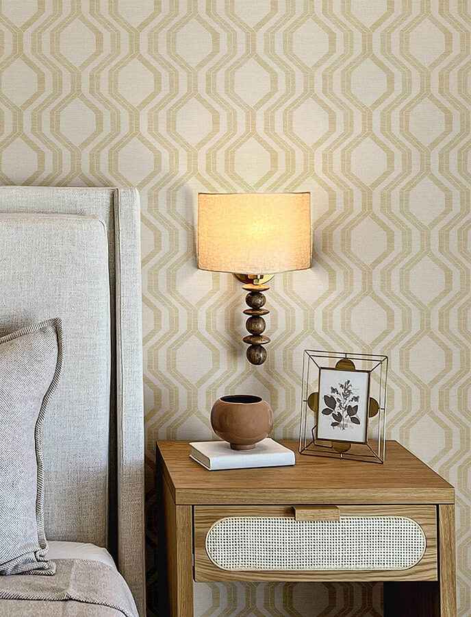 burton-gold-modern-ogee-wallpaper-york-wallcoverings-4141-27103 - York Wallcoverings Wallpaper