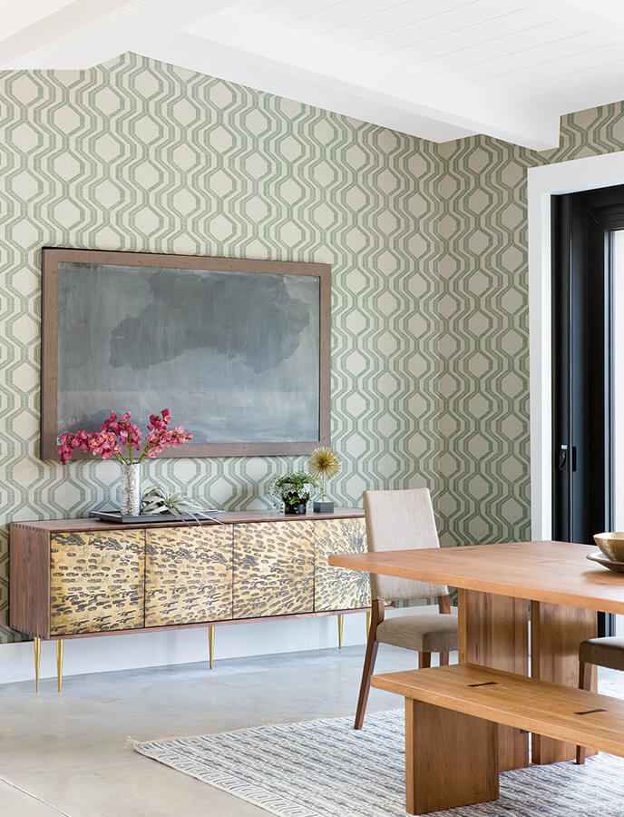 Burton Green Modern Ogee Wallpaper - York Wallcoverings - 4141-27105 - York Wallcoverings Wallpaper