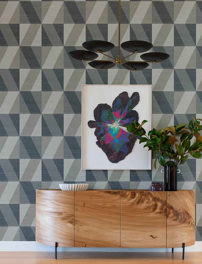 Winslow Slate Geometric Faux Grasscloth Wallpaper - York Wallcoverings - 4141-27109 - York Wallcoverings Wallpaper