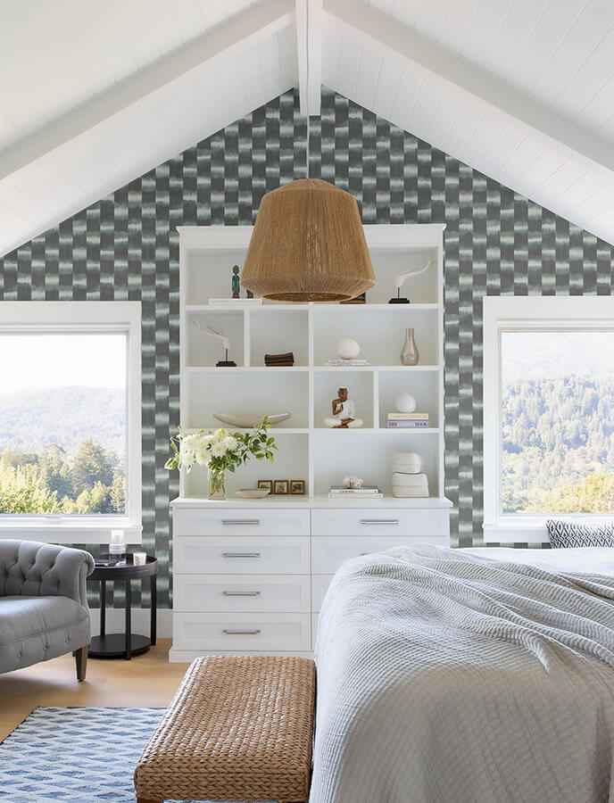 Baldwin Slate Shibori Stripe Wallpaper - York Wallcoverings - 4141-27115 - York Wallcoverings Wallpaper