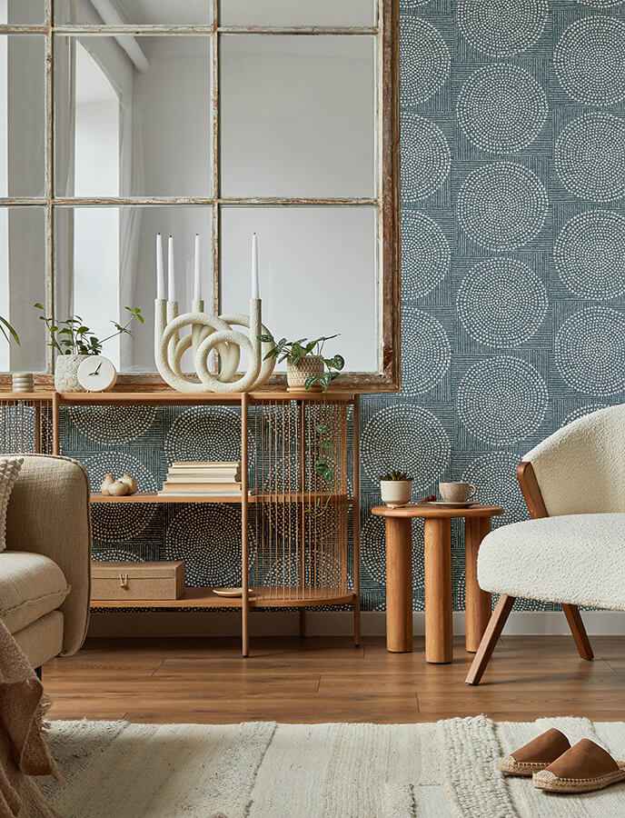 salma-denim-medallion-wallpaper-york-wallcoverings-4141-27123 - York Wallcoverings Wallpaper