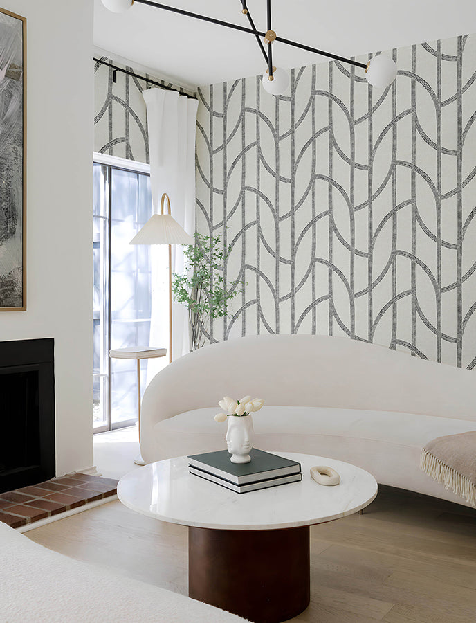 harlow-black-curved-contours-wallpaper-york-wallcoverings-4141-27141 - York Wallcoverings Wallpaper