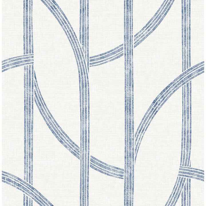 Harlow Indigo Curved Contours Wallpaper - York Wallcoverings - 4141-27142