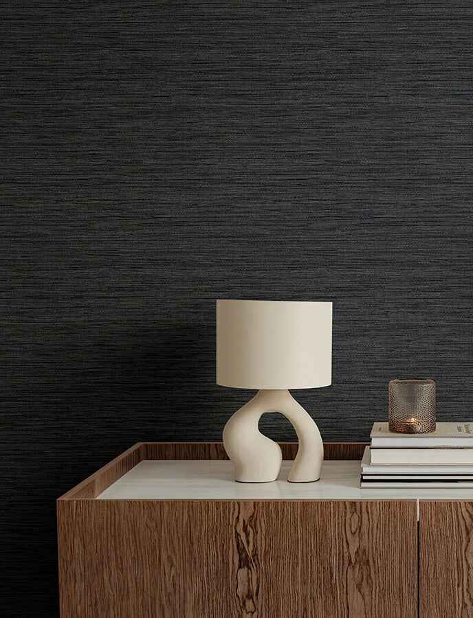 Sheehan Black Faux Grasscloth Wallpaper - York Wallcoverings - 4141-27166 - York Wallcoverings Wallpaper