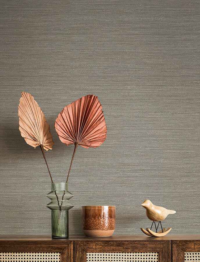 sheehan-grey-faux-grasscloth-wallpaper-york-wallcoverings-4141-27171 - York Wallcoverings Wallpaper
