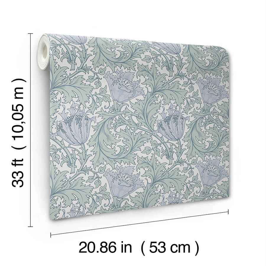 Anemone Blue Floral Trail Wallpaper - York Wallcoverings - 4153-82003 - York Wallcoverings Wallpaper
