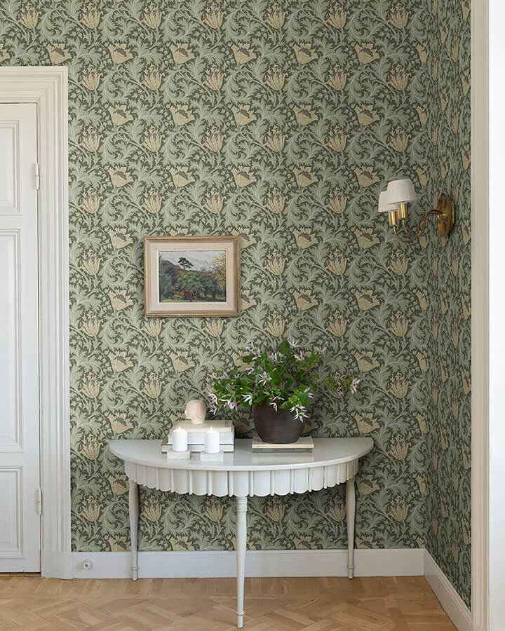 Anemone Moss Floral Trail Wallpaper - York Wallcoverings - 4153-82004 - York Wallcoverings Wallpaper