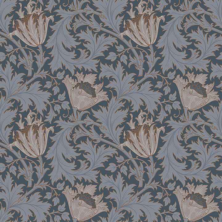 Anemone Dark Blue Floral Trail Wallpaper - York Wallcoverings - 4153-82006 - York Wallcoverings Wallpaper