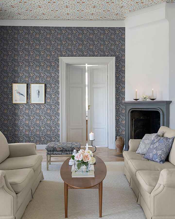 Anemone Dark Blue Floral Trail Wallpaper - York Wallcoverings - 4153-82006 - York Wallcoverings Wallpaper