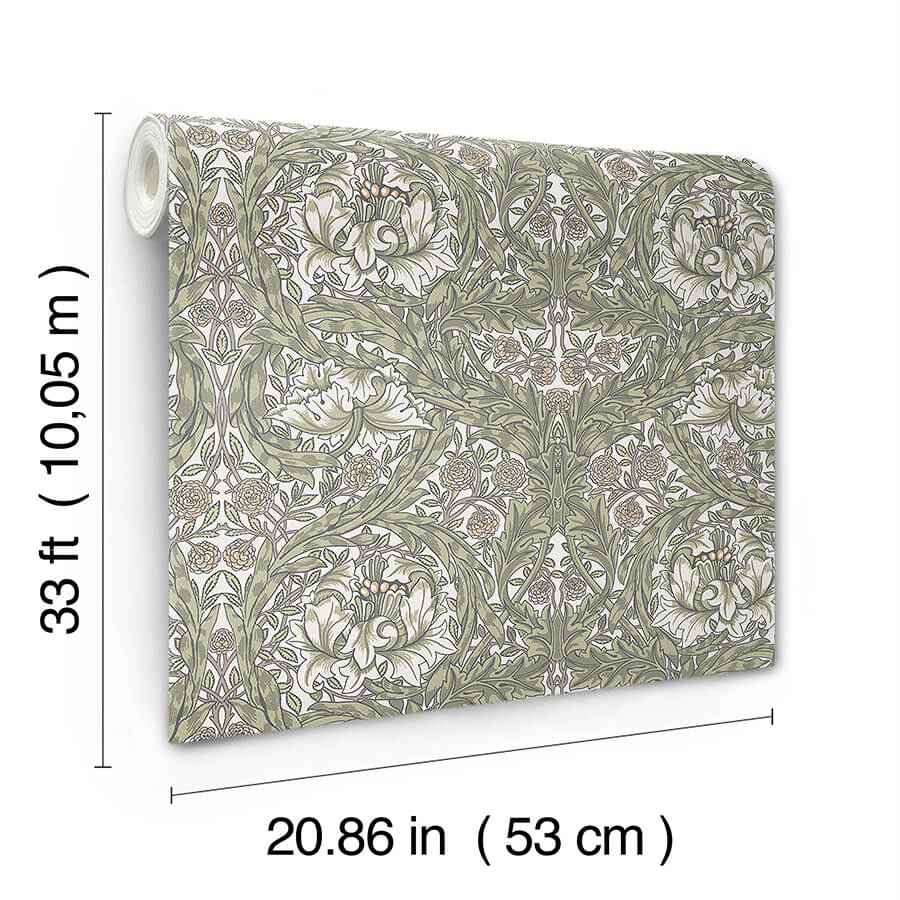 African Marigold Green Floral Wallpaper - York Wallcoverings - 4153-82023 - York Wallcoverings Wallpaper