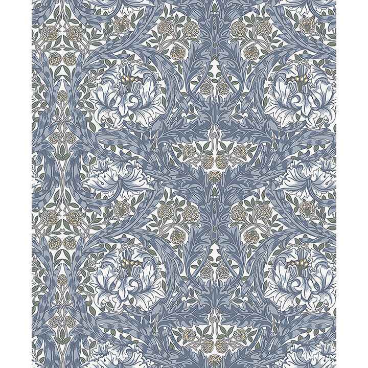 African Marigold Blue Floral Wallpaper - York Wallcoverings - 4153-82024