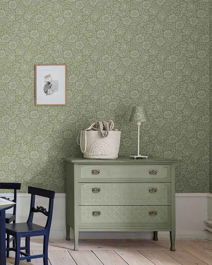 Mallow Green Floral Vine Wallpaper - York Wallcoverings - 4153-82041 - York Wallcoverings Wallpaper
