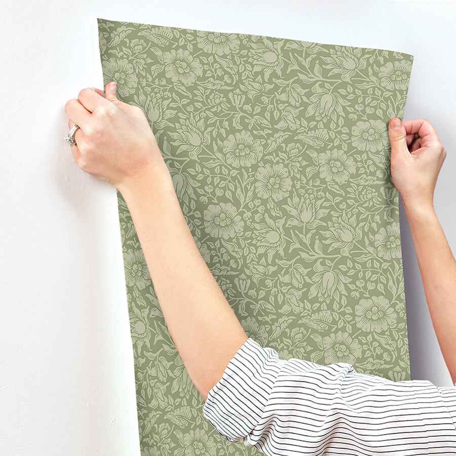 Mallow Green Floral Vine Wallpaper - York Wallcoverings - 4153-82041 - York Wallcoverings Wallpaper