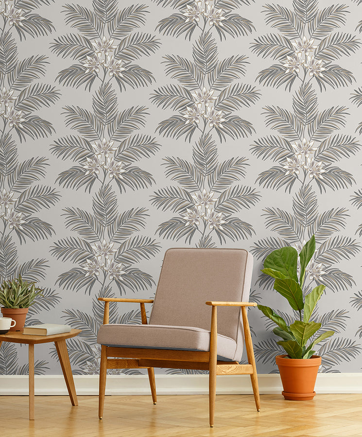 bali-light-grey-palm-wallpaper-york-wallcoverings-fd43277 - York Wallcoverings Wallpaper