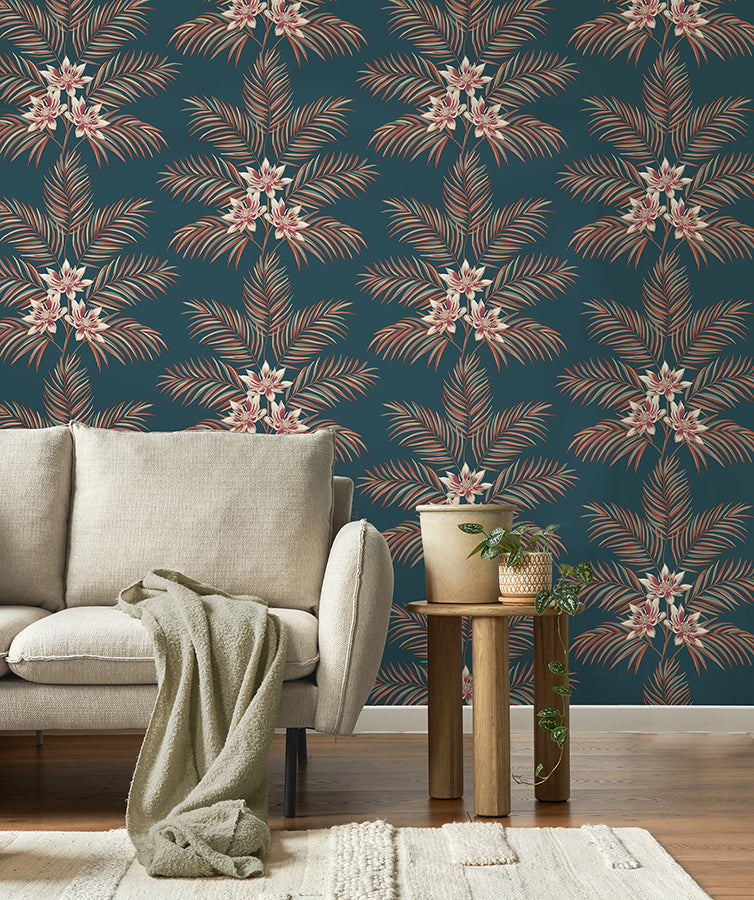 bali-teal-palm-wallpaper-york-wallcoverings-fd43280 - York Wallcoverings Wallpaper
