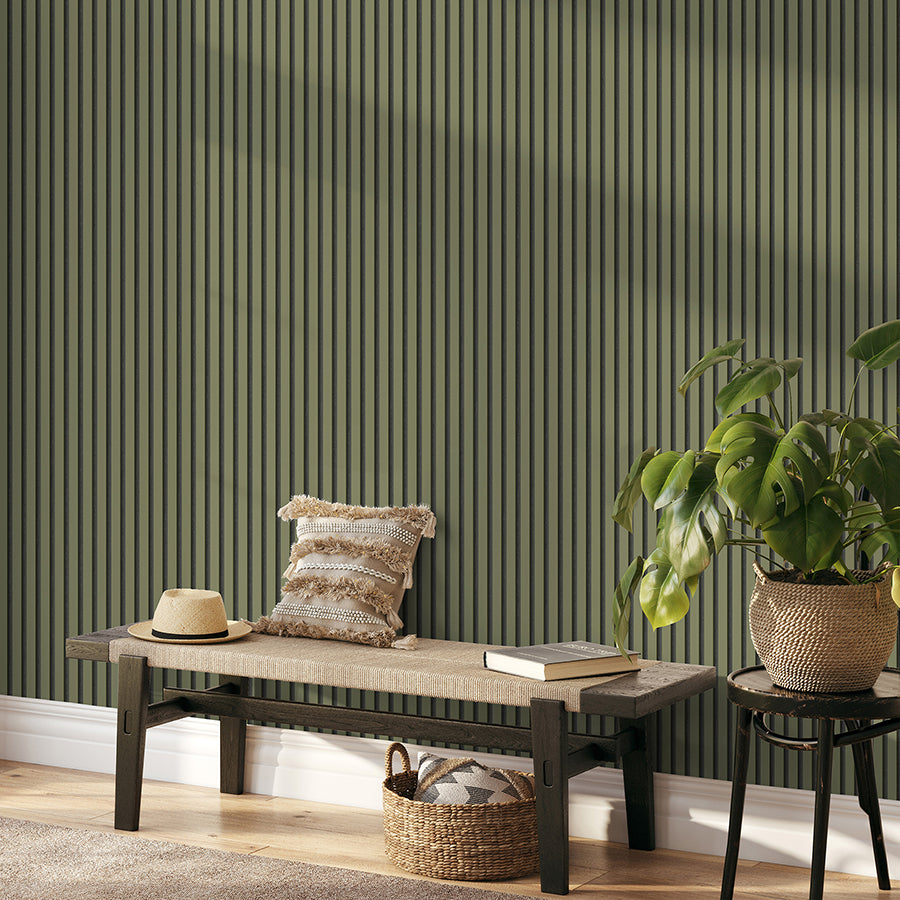 reggie-olive-vertical-slats-wallpaper-york-wallcoverings-fd43289 - York Wallcoverings Wallpaper