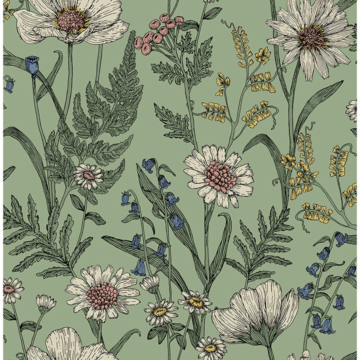 arden-sage-wild-meadow-wallpaper-york-wallcoverings-fd43337 - York Wallcoverings Wallpaper
