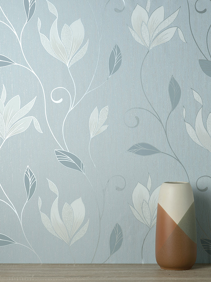 synergy-light-blue-floral-wallpaper-york-wallcoverings-m1740 - York Wallcoverings Wallpaper
