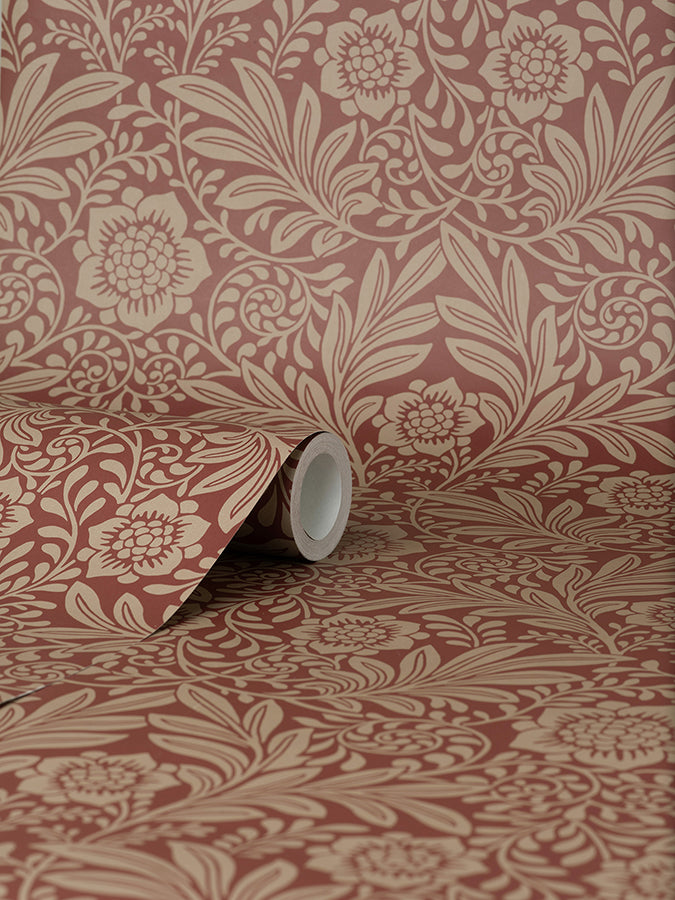 camille-red-damask-wallpaper-york-wallcoverings-m1746 - York Wallcoverings Wallpaper