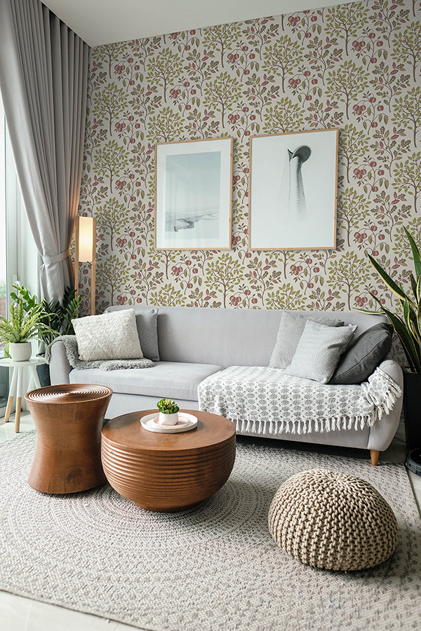 rowan-olive-autumn-trees-wallpaper-york-wallcoverings-m1762 - York Wallcoverings Wallpaper