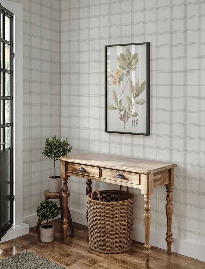 Twain Light Grey Plaid Wallpaper - York Wallcoverings - 4134-26994 - York Wallcoverings Wallpaper