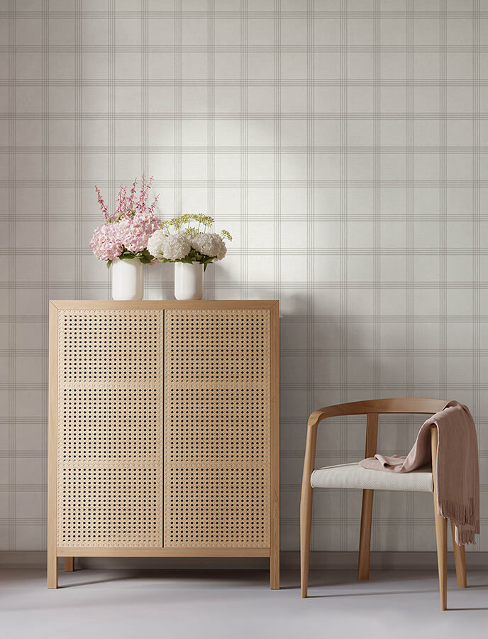 twain-light-grey-plaid-wallpaper-york-wallcoverings-4134-26994 - York Wallcoverings Wallpaper