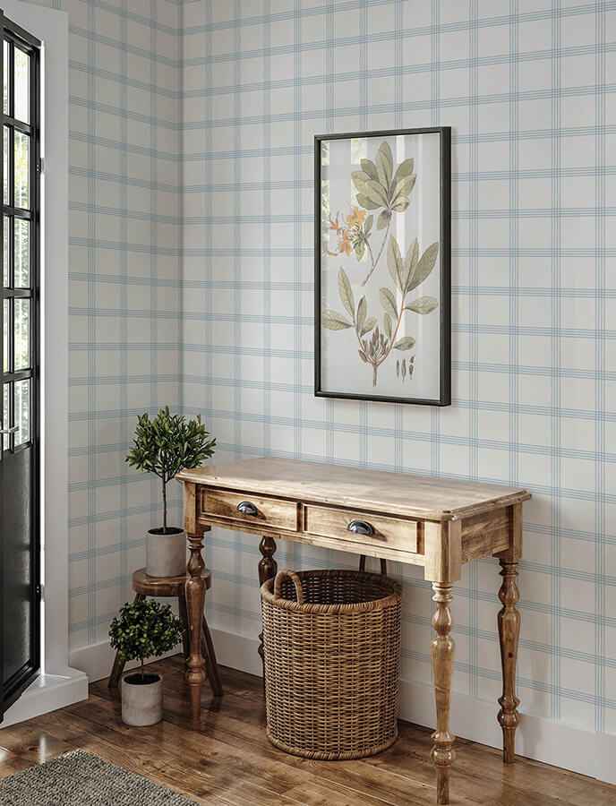 Twain Light Blue Plaid Wallpaper - York Wallcoverings - 4134-26995 - York Wallcoverings Wallpaper