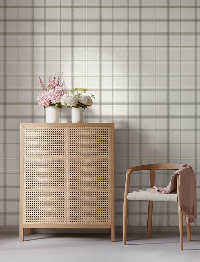 twain-green-plaid-wallpaper-york-wallcoverings-4134-26996 - York Wallcoverings Wallpaper