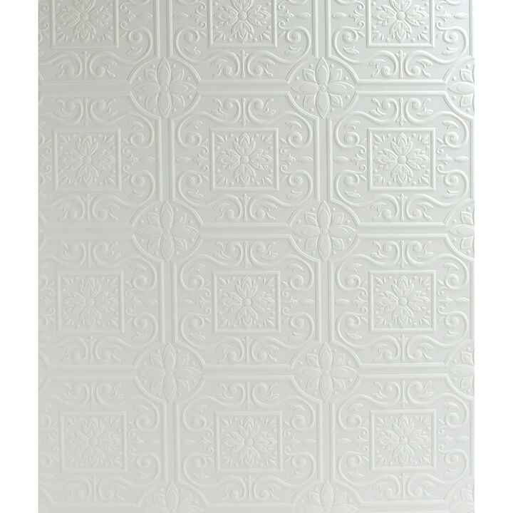 Ibold White Tin Ceiling Scroll Paintable Wallpaper - York Wallcoverings - 4134-59001 - York Wallcoverings Wallpaper