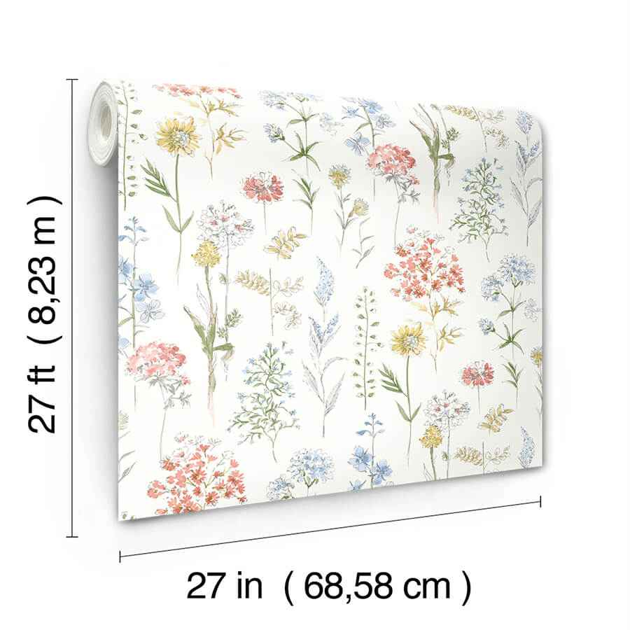 Bergamot Multicolor Wildflower Wallpaper - York Wallcoverings - 4134-72500 - York Wallcoverings Wallpaper