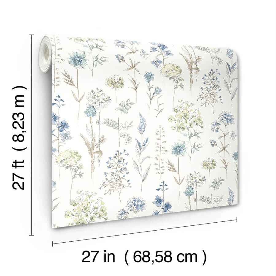 Bergamot Sea Green Wildflower Wallpaper - York Wallcoverings - 4134-72502 - York Wallcoverings Wallpaper