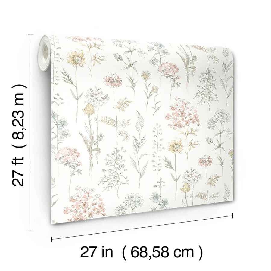 Bergamot Pastel Wildflower Wallpaper - York Wallcoverings - 4134-72503 - York Wallcoverings Wallpaper