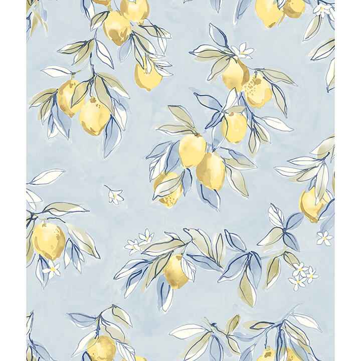 Lemonade Light Blue Citrus Wallpaper - York Wallcoverings - 4134-72506 - York Wallcoverings Wallpaper