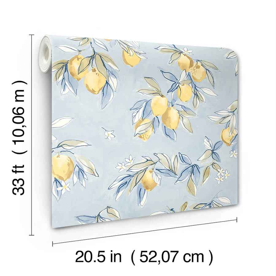 Lemonade Light Blue Citrus Wallpaper - York Wallcoverings - 4134-72506 - York Wallcoverings Wallpaper