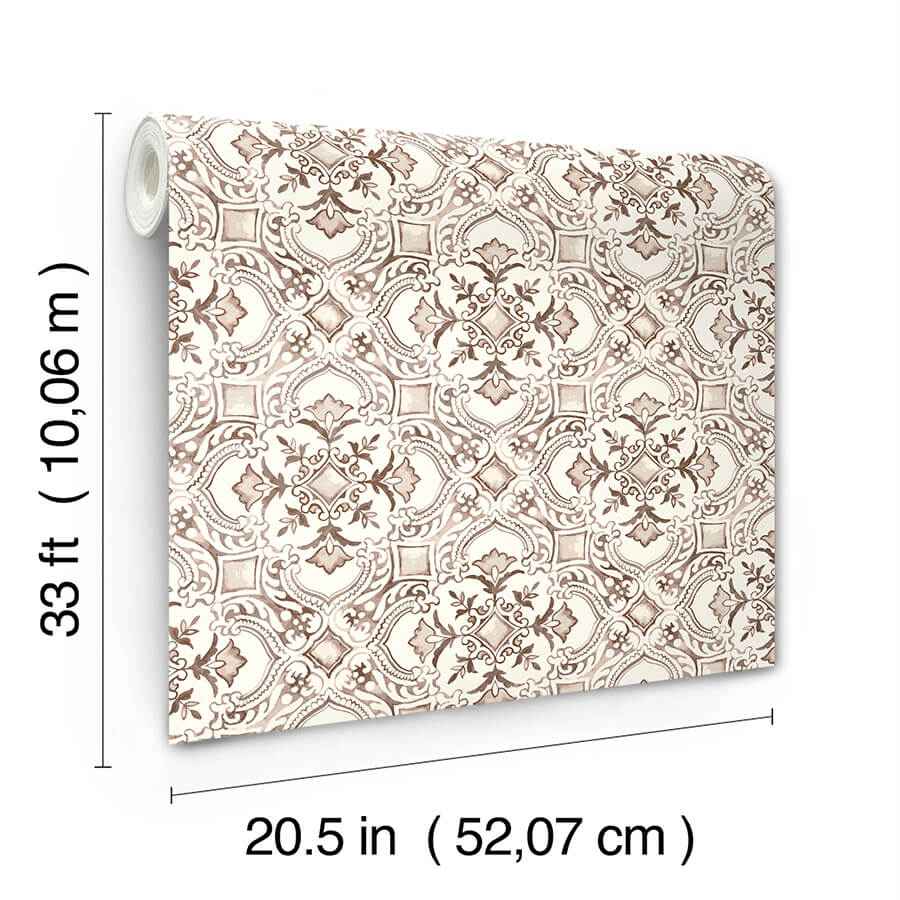 Marjoram Blush Floral Tile Wallpaper - York Wallcoverings - 4134-72514 - York Wallcoverings Wallpaper